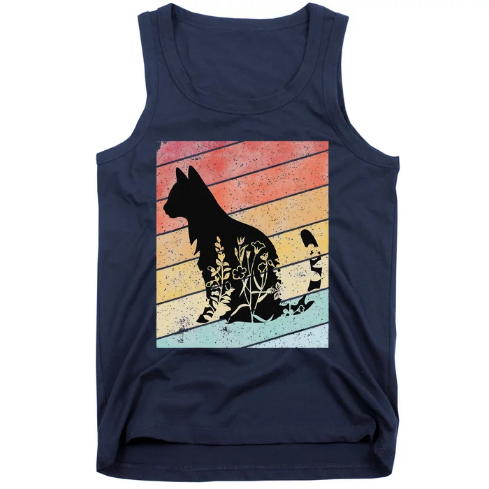 Retro Cat  Black Cat  Vintage Cat  Cat Tank Top