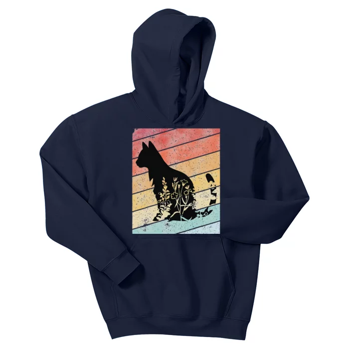 Retro Cat  Black Cat  Vintage Cat  Cat Kids Hoodie