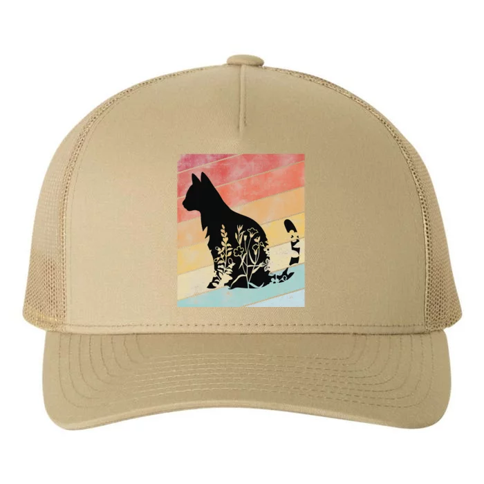 Retro Cat  Black Cat  Vintage Cat  Cat Yupoong Adult 5-Panel Trucker Hat