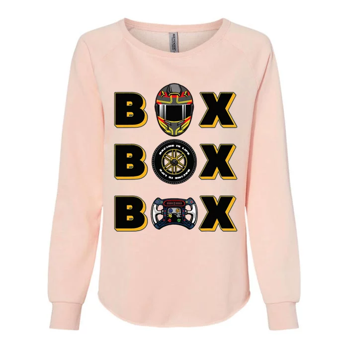 Racing Car Box Box Box Radio Call To Pit Box Womens California Wash Sweatshirt