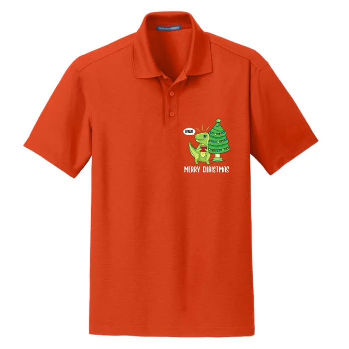 Rawr Christmas Baby Dinosaur Lover Xmas Trex Paleontology Funny Gift Dry Zone Grid Performance Polo