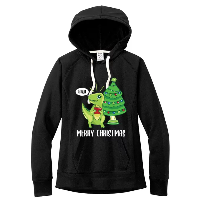 Rawr Christmas Baby Dinosaur Lover Xmas Trex Paleontology Funny Gift Women's Fleece Hoodie