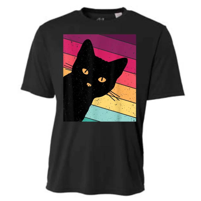 Retro Ca, Black Cat, Vintage Cat Cooling Performance Crew T-Shirt