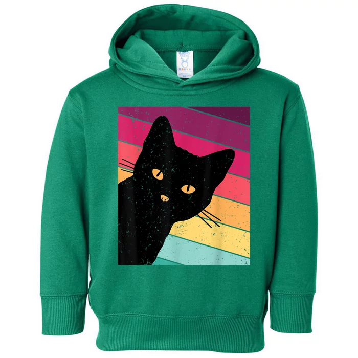 Retro Ca, Black Cat, Vintage Cat Toddler Hoodie