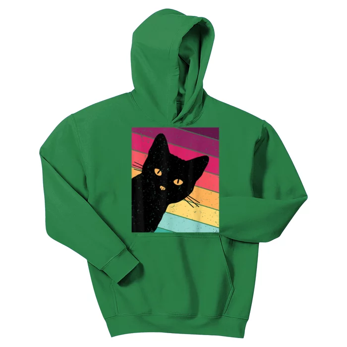 Retro Ca, Black Cat, Vintage Cat Kids Hoodie