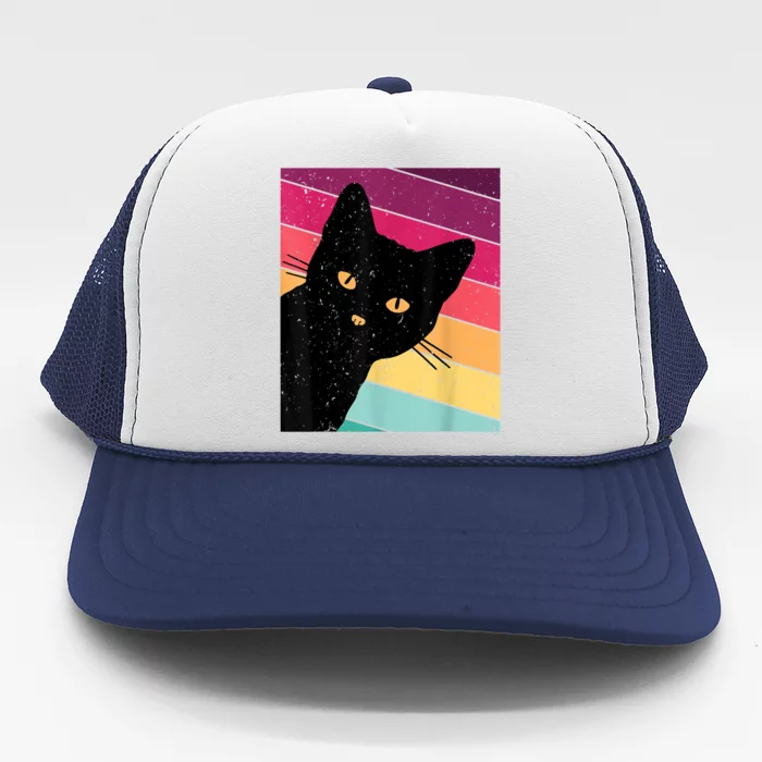 Retro Ca, Black Cat, Vintage Cat Trucker Hat