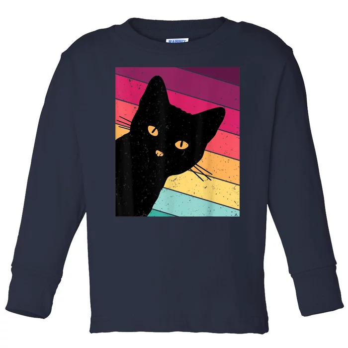 Retro Ca, Black Cat, Vintage Cat Toddler Long Sleeve Shirt