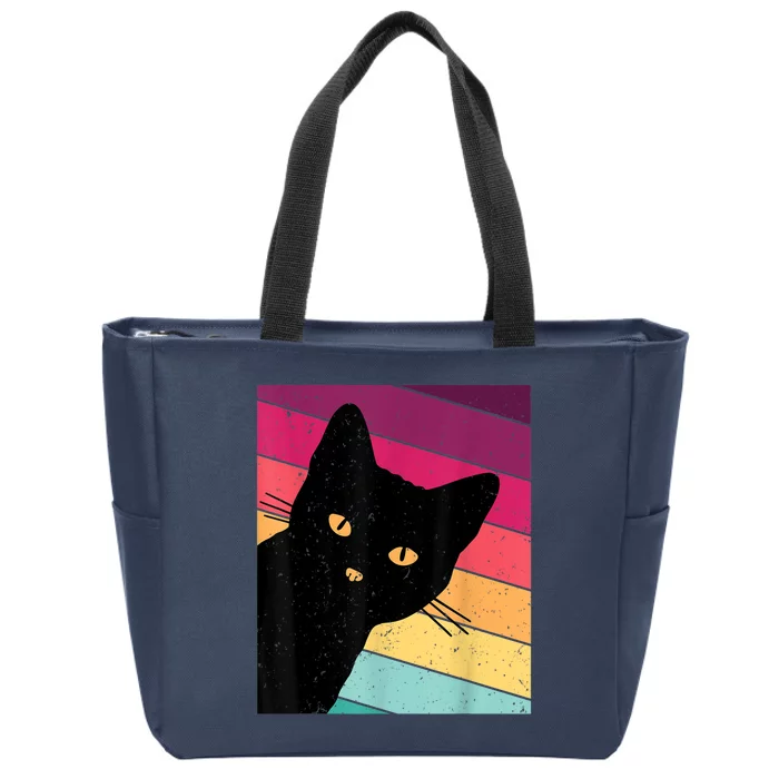 Retro Ca, Black Cat, Vintage Cat Zip Tote Bag