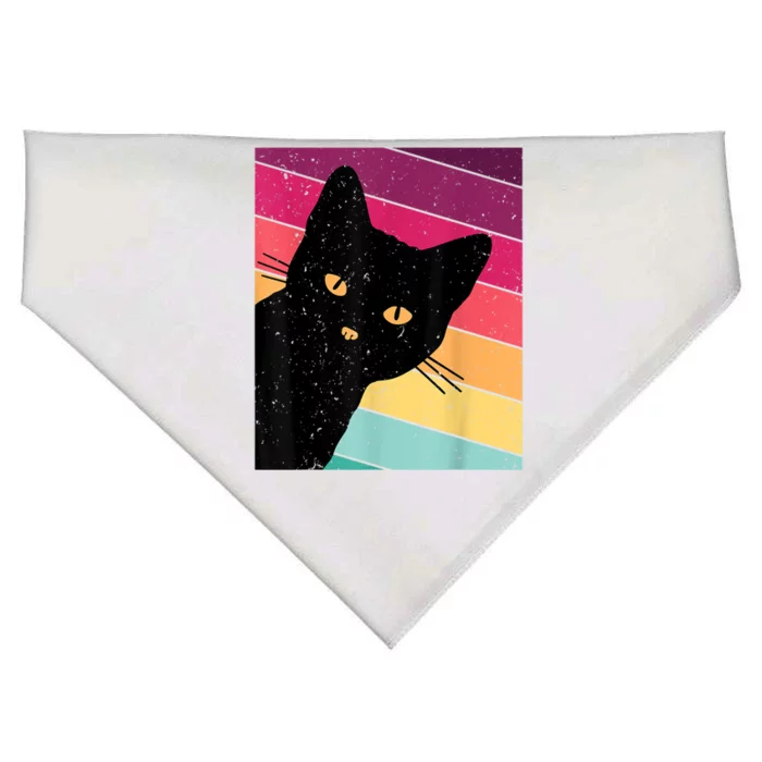 Retro Ca, Black Cat, Vintage Cat USA-Made Doggie Bandana