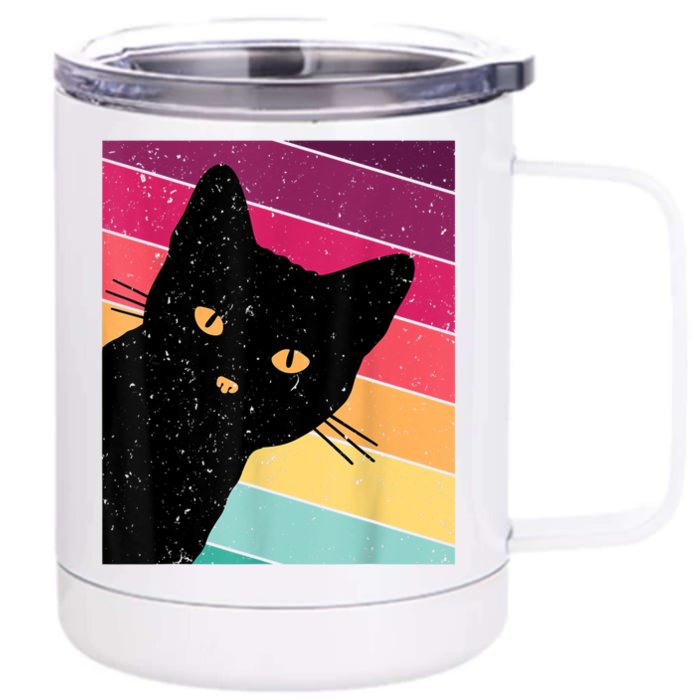 Retro Ca, Black Cat, Vintage Cat Front & Back 12oz Stainless Steel Tumbler Cup