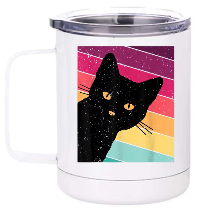 Retro Ca, Black Cat, Vintage Cat Front & Back 12oz Stainless Steel Tumbler Cup