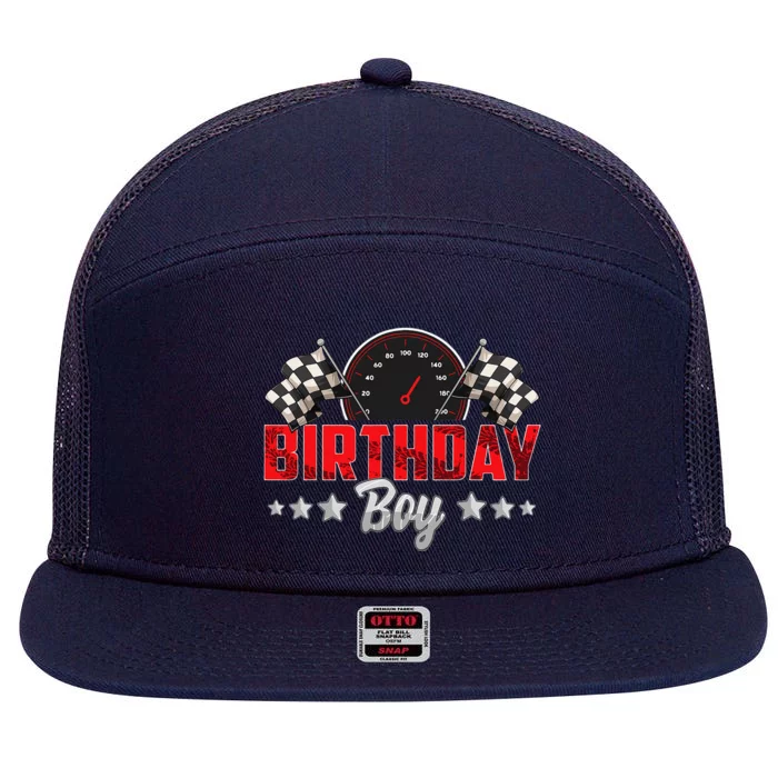 Race Car Birthday Party Racing Family Birthday Boy Pit Crew 7 Panel Mesh Trucker Snapback Hat