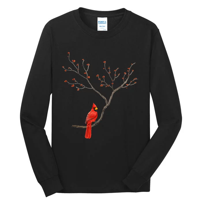 Red Cardinal Bird Lovers Birdwatching Birding Vintage Tall Long Sleeve T-Shirt