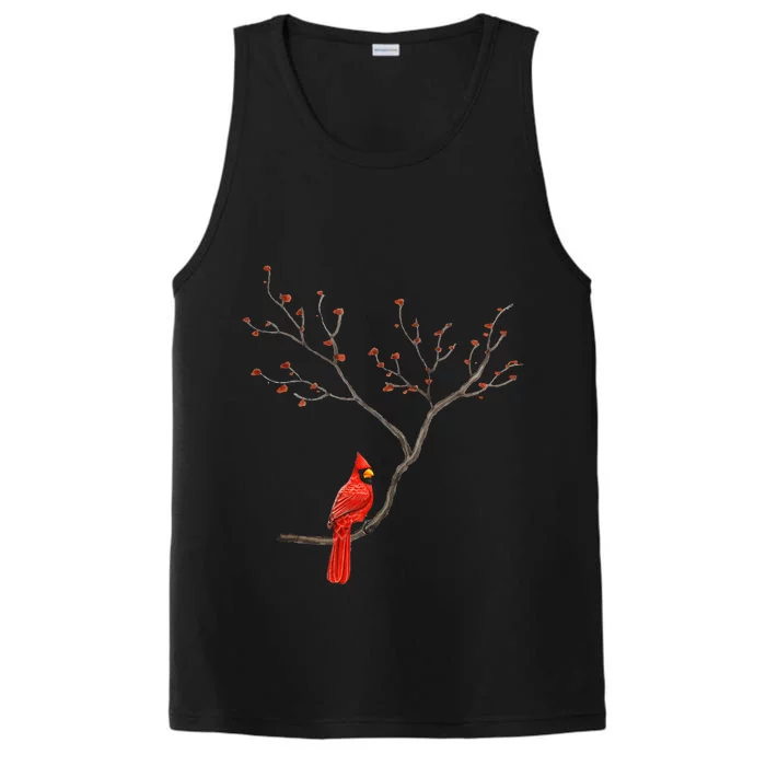 Red Cardinal Bird Lovers Birdwatching Birding Vintage Performance Tank