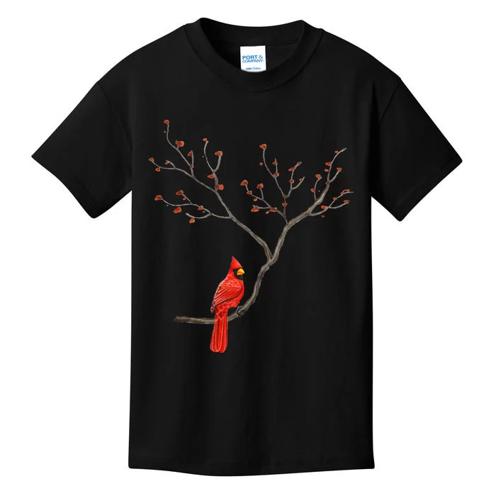 Red Cardinal Bird Lovers Birdwatching Birding Vintage Kids T-Shirt