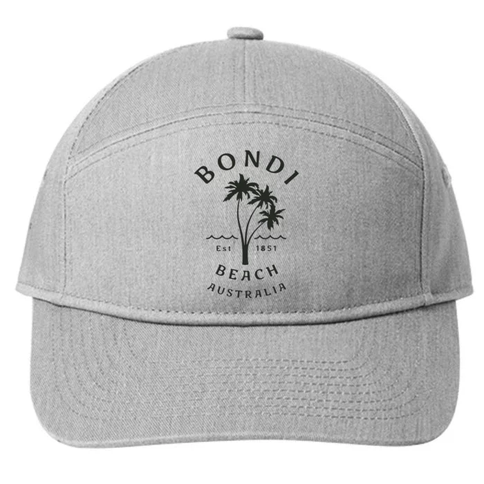 Retro Cool Bondi Beach Australia Vintage Palm Tree 7-Panel Snapback Hat