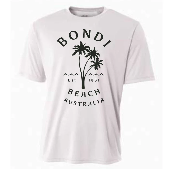 Retro Cool Bondi Beach Australia Vintage Palm Tree Cooling Performance Crew T-Shirt