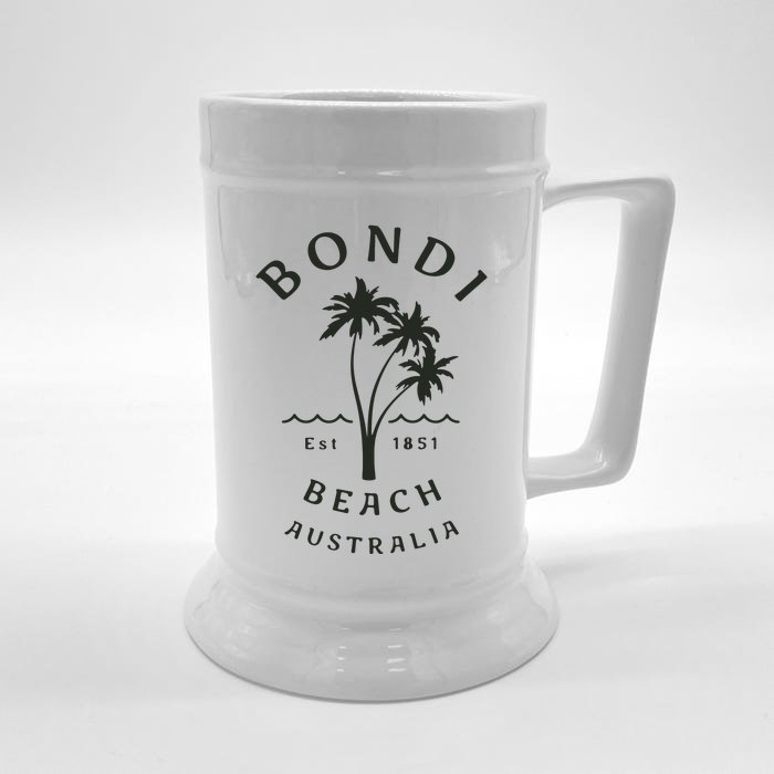 Retro Cool Bondi Beach Australia Vintage Palm Tree Front & Back Beer Stein