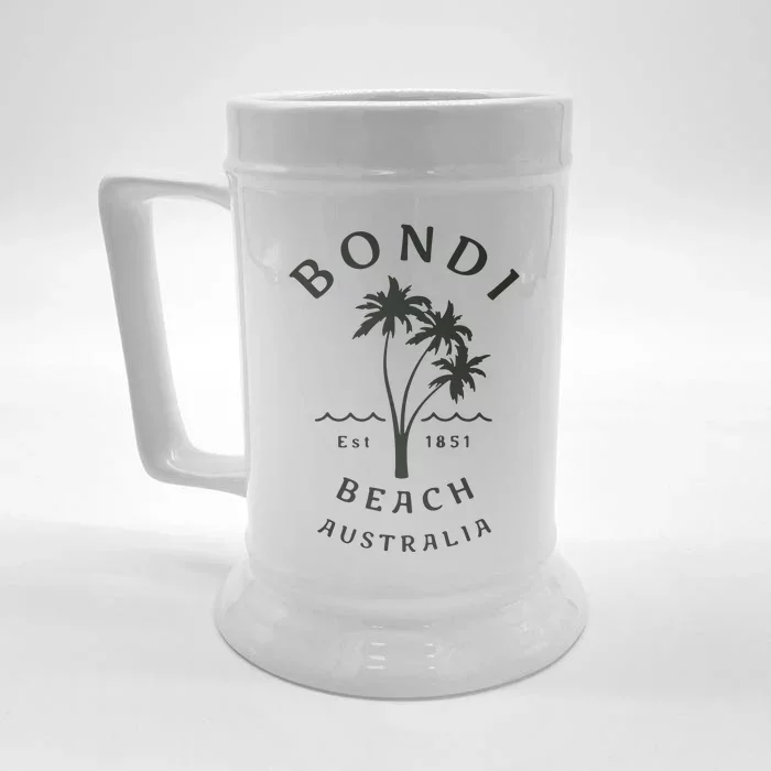 Retro Cool Bondi Beach Australia Vintage Palm Tree Front & Back Beer Stein