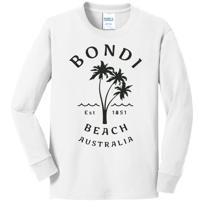 Retro Cool Bondi Beach Australia Vintage Palm Tree Kids Long Sleeve Shirt