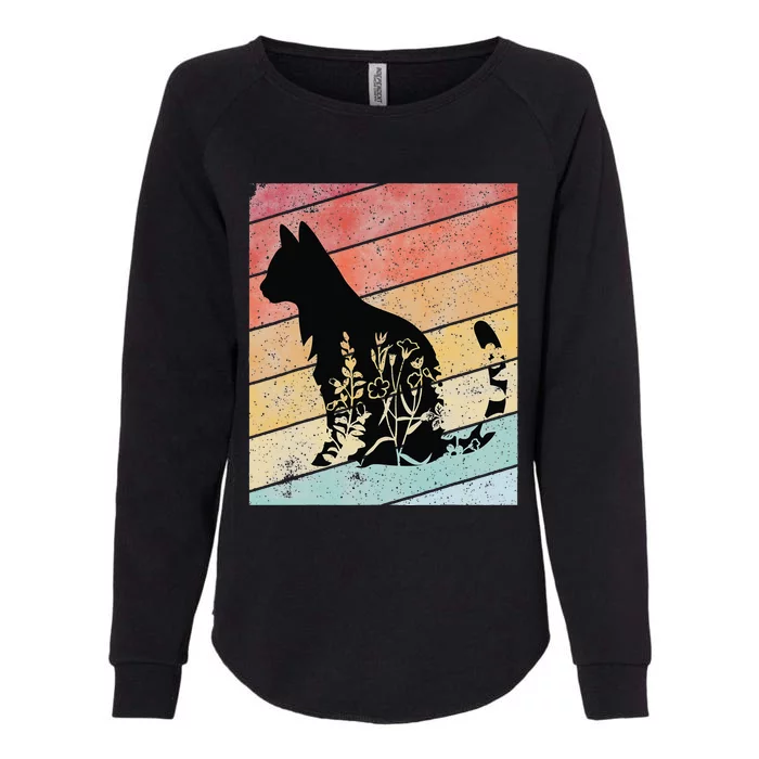 Retro Cat Black Cat Vintage Cat Womens California Wash Sweatshirt