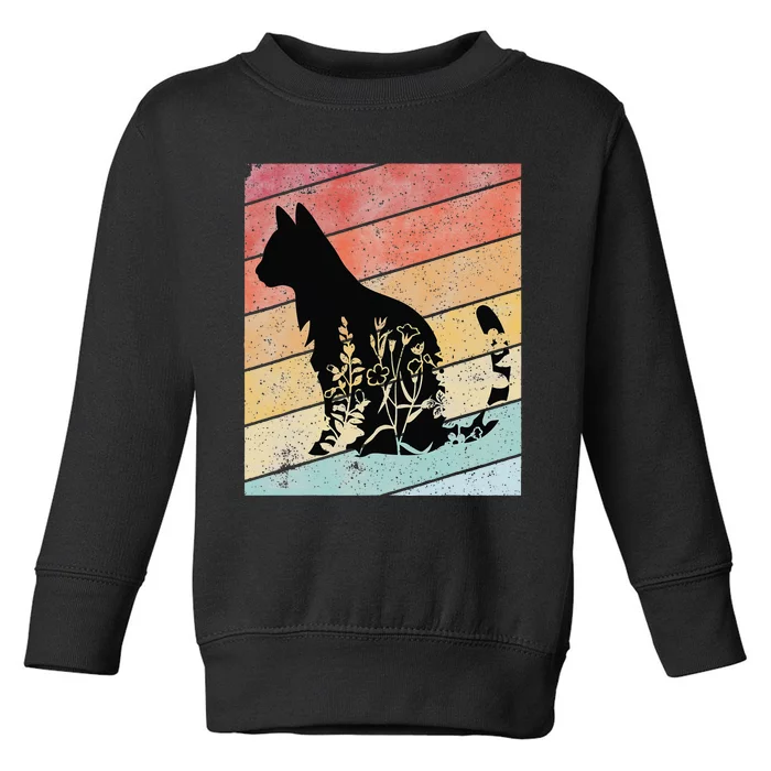 Retro Cat Black Cat Vintage Cat Toddler Sweatshirt