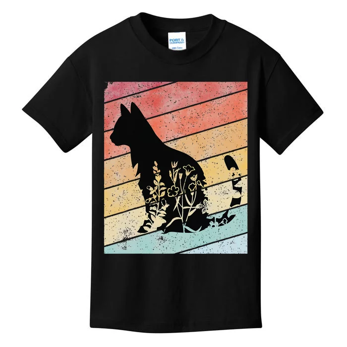 Retro Cat Black Cat Vintage Cat Kids T-Shirt