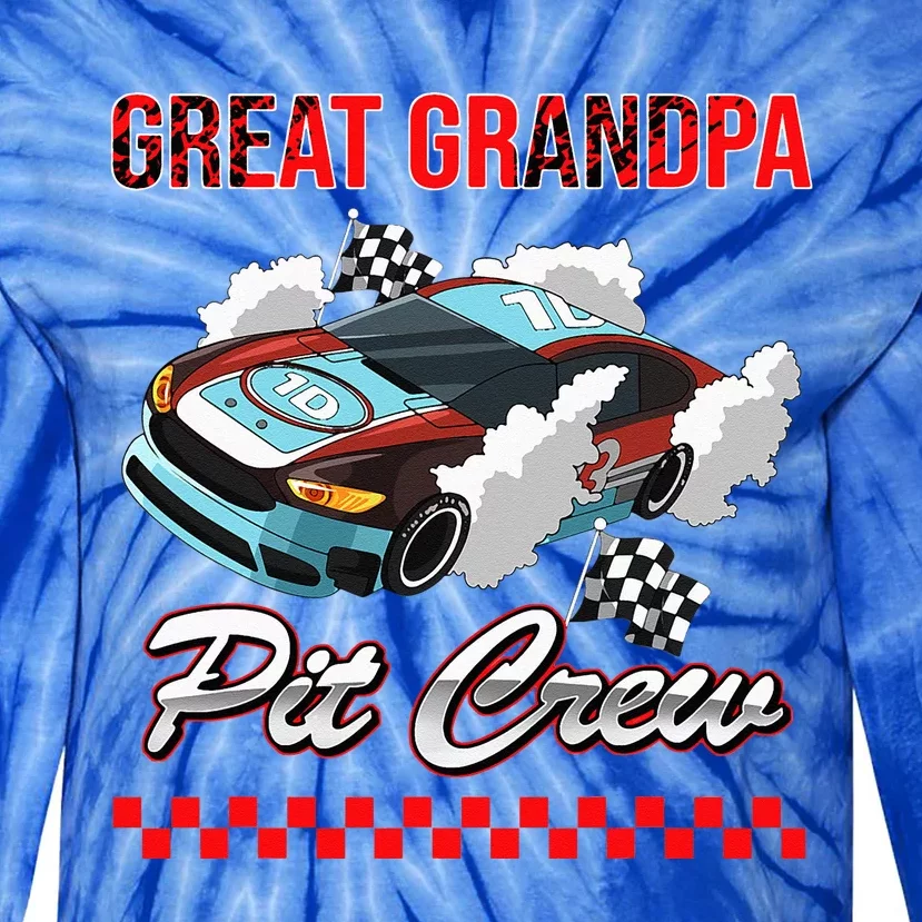 Race Car Birthday Party Racing Family Great Grandpa Pit Crew Tie-Dye Long Sleeve Shirt