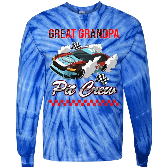 Race Car Birthday Party Racing Family Great Grandpa Pit Crew Tie-Dye Long Sleeve Shirt