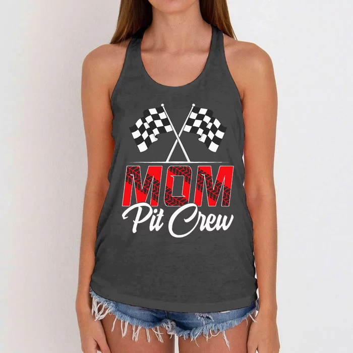 Race Car Birthday Party Racing Family Mom Pit Crew Women's Knotted Racerback Tank