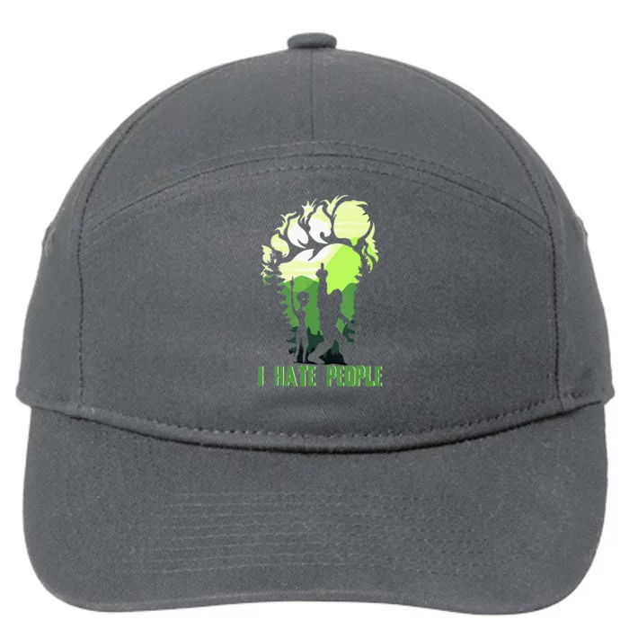 Retro Camping Bigfoot Sasquatch Middle Finger I Hate People 7-Panel Snapback Hat