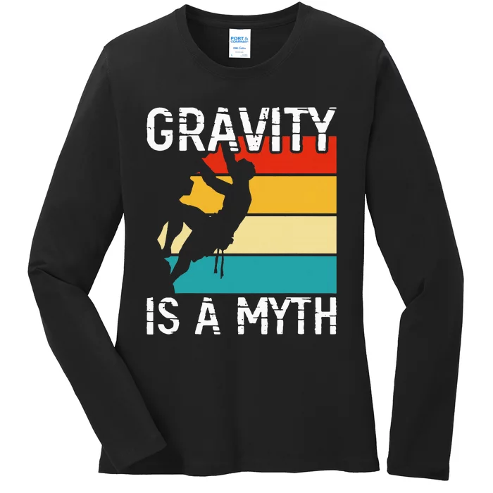 Rock Climbing Boulder Mountain Gravity Is A Myth Bouldering Ladies Long Sleeve Shirt