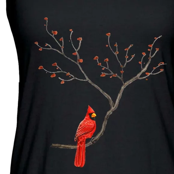 Red Cardinal Bird Lovers Birdwatching Birding Ladies Essential Flowy Tank