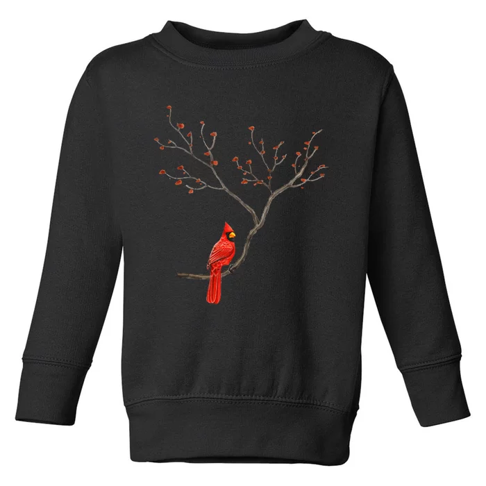 Red Cardinal Bird Lovers Birdwatching Birding Toddler Sweatshirt