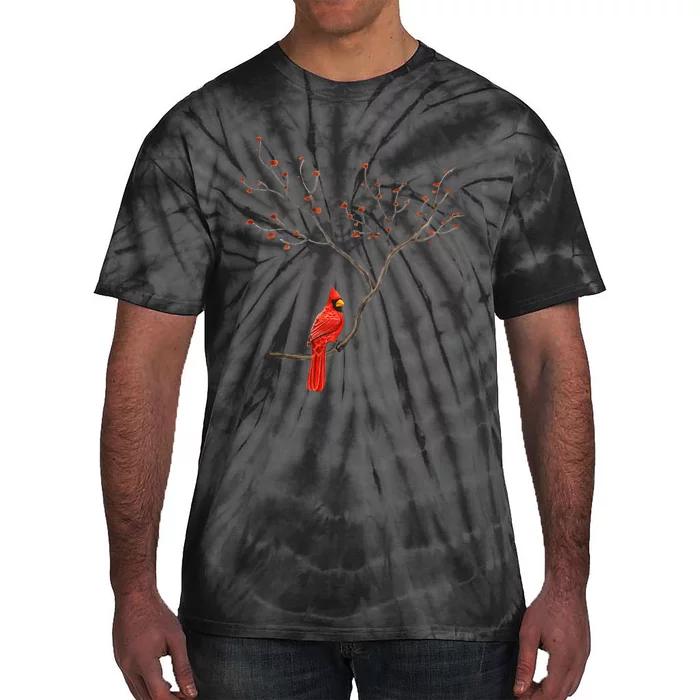 Red Cardinal Bird Lovers Birdwatching Birding Tie-Dye T-Shirt