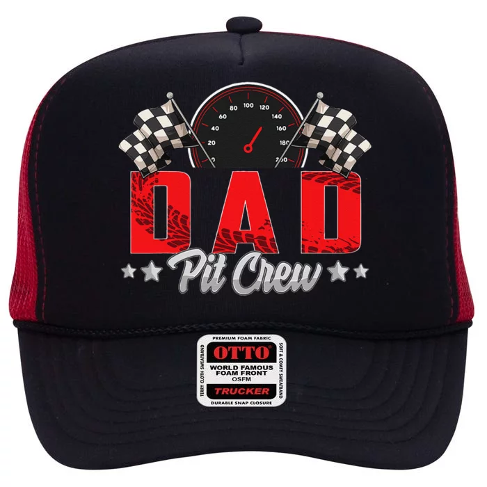 Race Car Birthday Party Racing Family Dad Pit Crew High Crown Mesh Trucker Hat