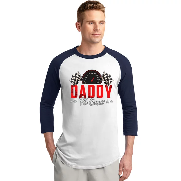 Race Car Birthday Party Racing Family Daddy Pit Crew Baseball Sleeve Shirt