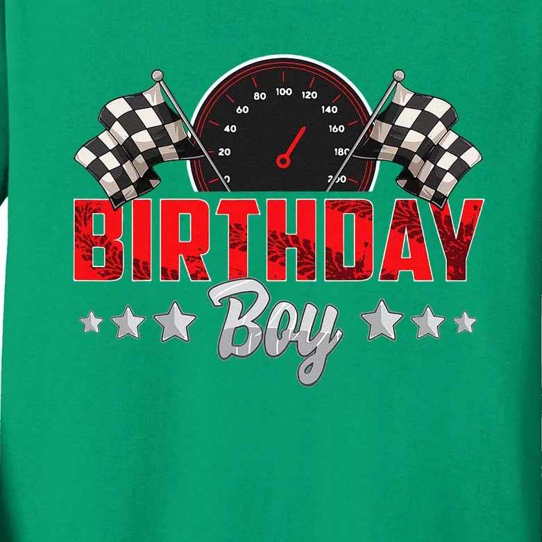 Race Car Birthday Party Racing Family Birthday Boy Pit Crew Kids Long Sleeve Shirt