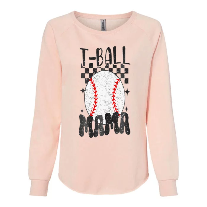 Retro Checkered Ball Mama T Ball Mom Sports Mothers Day Womens California Wash Sweatshirt