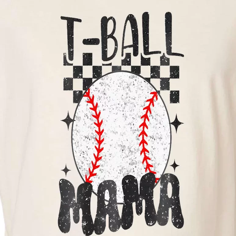 Retro Checkered Ball Mama T Ball Mom Sports Mothers Day Garment-Dyed Women's Muscle Tee