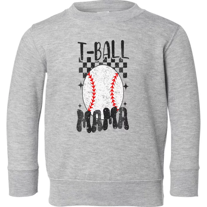 Retro Checkered Ball Mama T Ball Mom Sports Mothers Day Toddler Sweatshirt