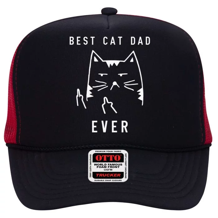 Retro Cat Best Cat Dad Ever With My Cat Daddy High Crown Mesh Trucker Hat