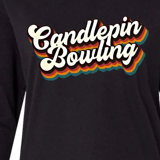 Retro Candlepin Bowling Design Candlepin Bowling Cute Gift Womens Cotton Relaxed Long Sleeve T-Shirt