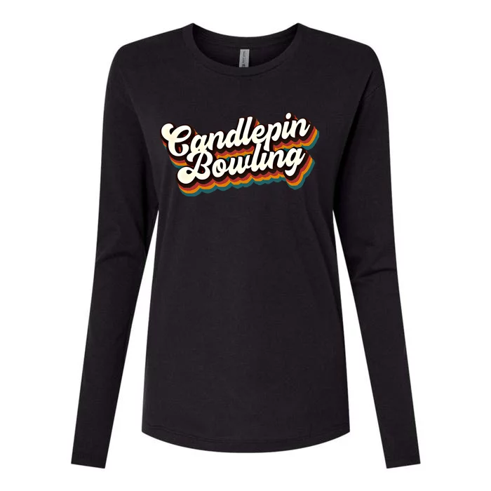 Retro Candlepin Bowling Design Candlepin Bowling Cute Gift Womens Cotton Relaxed Long Sleeve T-Shirt