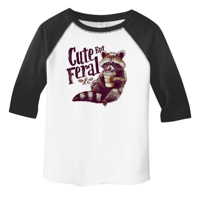 Raccoon Cute But Feral Vintage Raccoon Funny Loves Coffee Toddler Fine Jersey T-Shirt