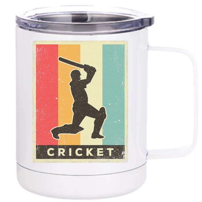 Retro Cricket Batsman Player Club Umpire Vintage Bowler Front & Back 12oz Stainless Steel Tumbler Cup