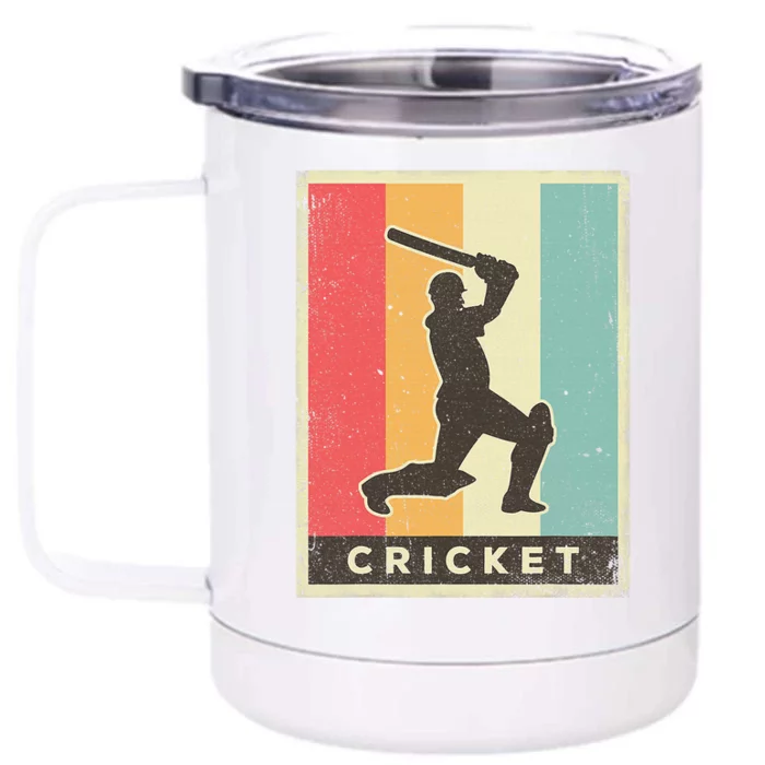 Retro Cricket Batsman Player Club Umpire Vintage Bowler Front & Back 12oz Stainless Steel Tumbler Cup