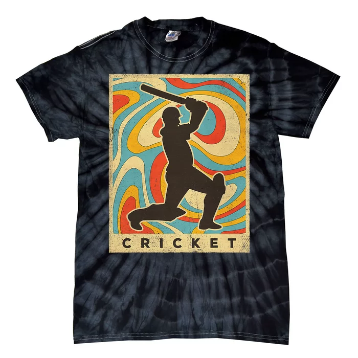 Retro Cricket Batsman Player Club Umpire Vintage Bowler Tie-Dye T-Shirt