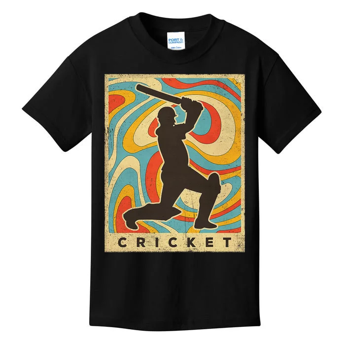 Retro Cricket Batsman Player Club Umpire Vintage Bowler Kids T-Shirt