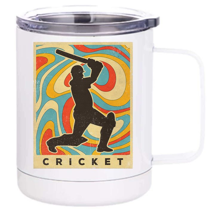 Retro Cricket Batsman Player Club Umpire Vintage Bowler Front & Back 12oz Stainless Steel Tumbler Cup